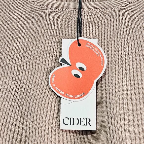 Cider Crop Sweater Women's Size XL Tan Ribbed Knit Stretch Streetwear Minimalist - Picture 3 of 5